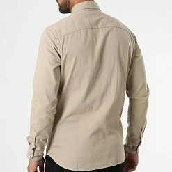 Promo ✔️ Chemise Jean A Manches Longues Sheridan Beige de Jack And Jones 🎉 -Jack And Jones Soldes jack and jones 329028 12138115 CROCKERY 20220725T152319 04