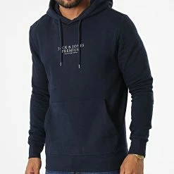 Grosses soldes ✨ Sweat Capuche Archie Bleu Marine de Jack And Jones 🔥