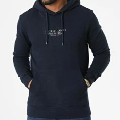 Grosses soldes ✨ Sweat Capuche Archie Bleu Marine de Jack And Jones 🔥 -Jack And Jones Soldes jack and jones 329046 12216335 NAVY BLAZER 20220725T154932 03