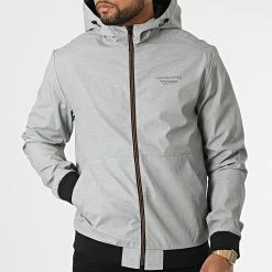 Sortie ❤️ Veste Zippée Capuche Eseam Gris Chiné de Jack And Jones 🧨 -Jack And Jones Soldes jack and jones 330104 12182243 LIGHT GREY MEL 20220817T100621 03