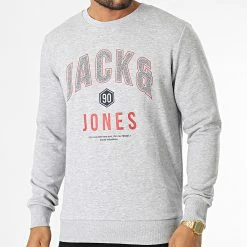 Budget 👍 Sweat Crewneck Thomas Gris Chiné de Jack And Jones 🔥