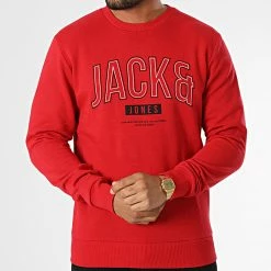 Meilleur prix ⭐ Sweat Crewneck Thomas Rouge de Jack And Jones 🔥 -Jack And Jones Soldes jack and jones 330235 12219828 CHILI PEPPER 20220729T161206 03