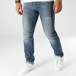 De gros 🔔 Jean Slim Tim Bleu Denim de Jack And Jones 👏