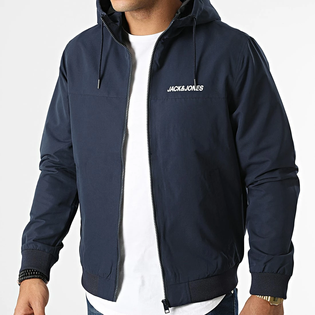 Meilleure affaire 👏 Veste Zippée Capuche Rush Hood Bomber 12200208 Bleu Marine de Jack And Jones 🔥 3 Meilleure affaire 👏 Veste Zippée Capuche Rush Hood Bomber 12200208 Bleu Marine de Jack And Jones 🔥 – Image 3