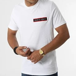 Top 10 ✨ Tee 👚 Shirt Xander Patch Blanc de Jack And Jones 🧨 -Jack And Jones Soldes jack and jones 331160 12218264 WHITE 20220811T144259 03