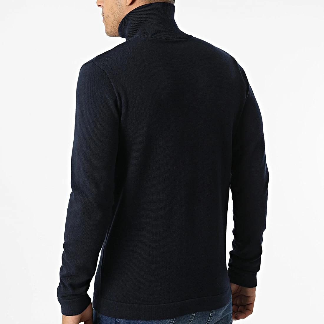 Sortie 🎉 Pull Col Zippé Eli Knit High Bleu Marine de Jack And Jones 🔔 4 Sortie 🎉 Pull Col Zippé Eli Knit High Bleu Marine de Jack And Jones 🔔 – Image 4