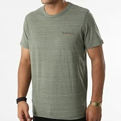 Remise ⌛ Tee 👚 Shirt Berg Vert Kaki Chiné de Jack And Jones 😀