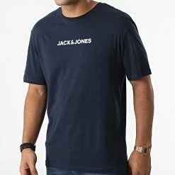 Le moins cher 🎁 Tee 👕 Shirt Swish Bleu Marine de Jack And Jones 👏 -Jack And Jones Soldes jack and jones 331225 12216281 NAVY BLAZER 20220811T144138 04