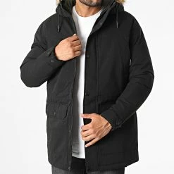 Remise 🔔 Parka Capuche Fourrure Winner Noir de Jack And Jones ⌛