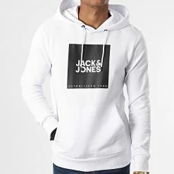 Tout neuf 🎉 Sweat Capuche Lock Blanc de Jack And Jones 👏 -Jack And Jones Soldes jack and jones 331681 12213245 WHITE BIG 20220811T152003 03