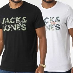 Offres ❤️ Lot De 2 Tee 👕 Shirts Tech Logo Noir Blanc de Jack And Jones 🎁