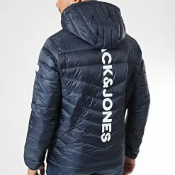Meilleur prix 💯 Doudoune Capuche Hero Bleu Marine de Jack And Jones 😀 -Jack And Jones Soldes jack and jones 332317 12211785 NAVY BLAZER PRINT B 20220818T152521 04