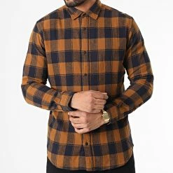 Coupon ✨ Chemise Manches Longues A Carreaux Plain Autumn Buffalo Camel Bleu Marine de Jack And Jones 🔥 -Jack And Jones Soldes jack and jones 333712 12212128 RUBBER 20220826T142732 03