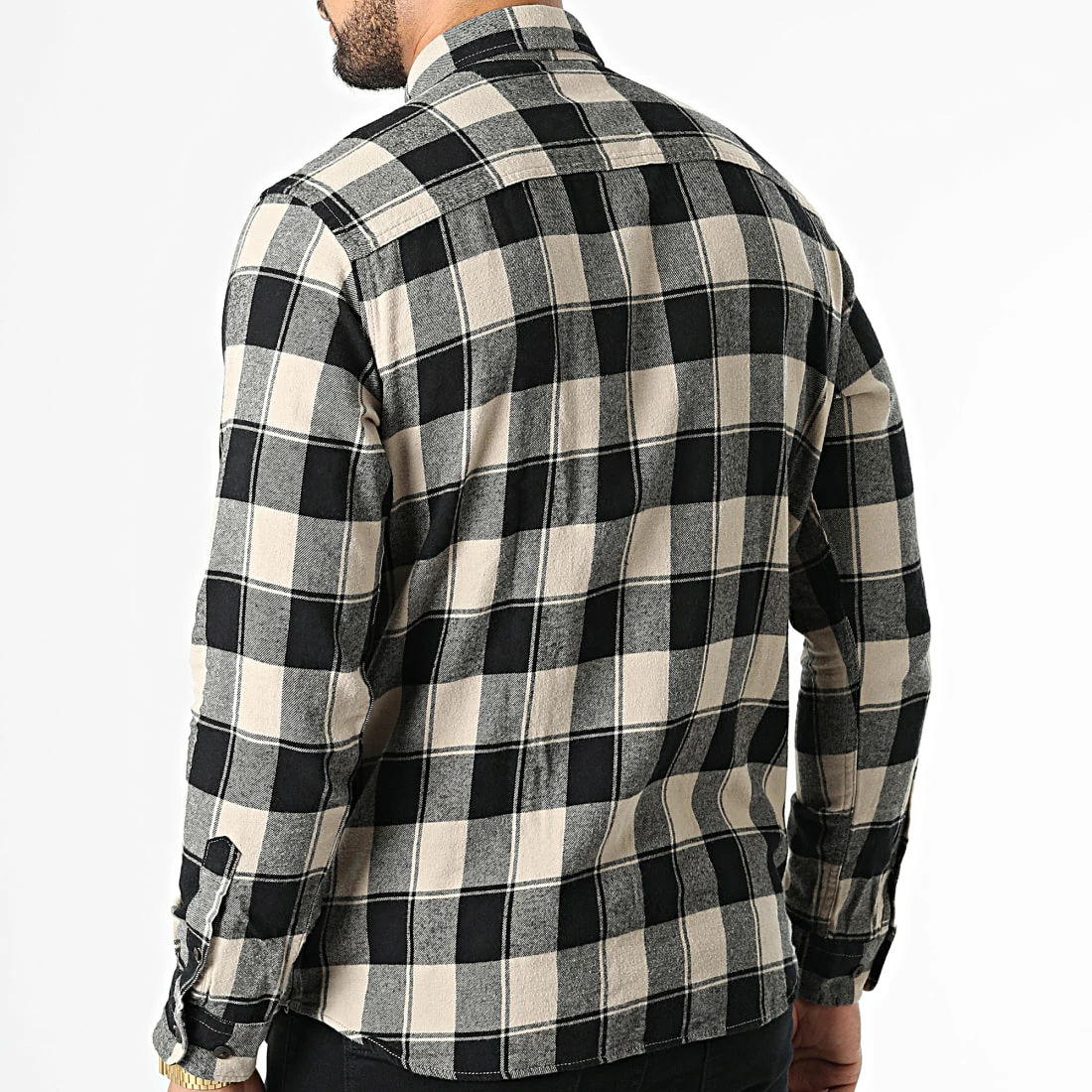 Bon marché ✨ Chemise Manches Longues A Carreaux Plain Autumn Buffalo Beige Noir de Jack And Jones 😍 4 Bon marché ✨ Chemise Manches Longues A Carreaux Plain Autumn Buffalo Beige Noir de Jack And Jones 😍 – Image 4