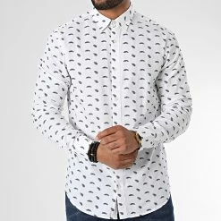 Tout neuf 🔔 Chemise Manches Longues Plain Motive Blanc Floral de Jack And Jones ⭐ -Jack And Jones Soldes jack and jones 333719 12212053 WHITE LEAF 20220824T160324 03