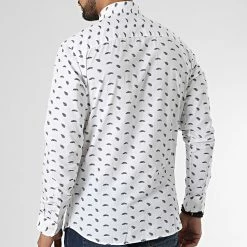 Tout neuf 🔔 Chemise Manches Longues Plain Motive Blanc Floral de Jack And Jones ⭐ -Jack And Jones Soldes jack and jones 333719 12212053 WHITE LEAF 20220824T160325 04