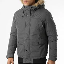De gros 🎉 Parka Capuche Fourrure Winner Bomber Gris Anthracite de Jack And Jones ⌛ -Jack And Jones Soldes jack and jones 333793 12211978 ASPHALT 20220823T141110 03