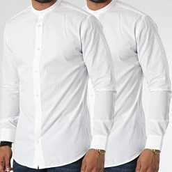 Bon marché 👍 Lot De 2 Chemises A Manches Longues Joe Blanc de Jack And Jones 😍