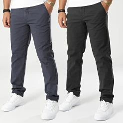Offres 😍 Lot De 2 Pantalons Chino Stollie Dave Noir Bleu Marine de Jack And Jones ⌛