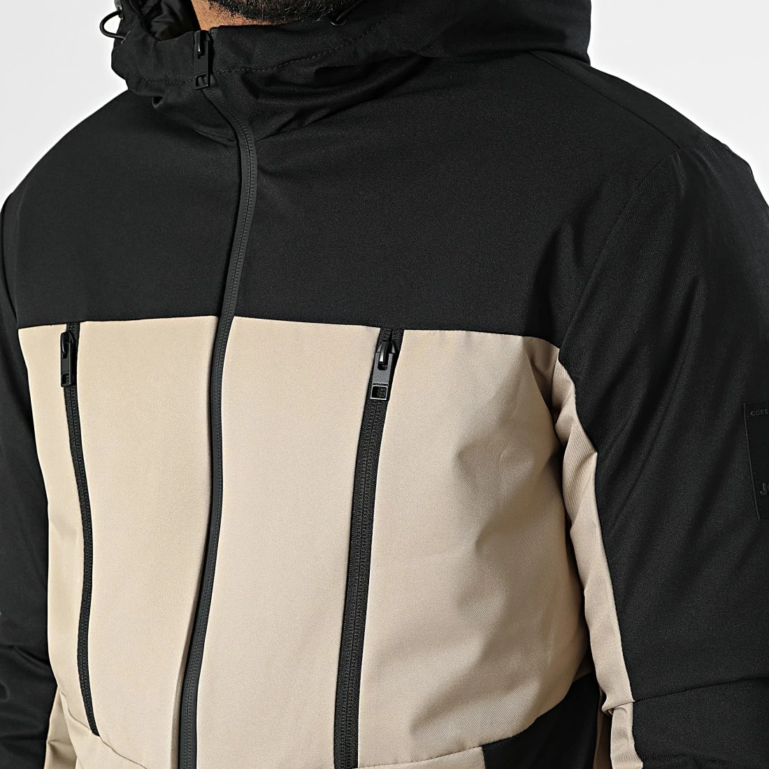 Le moins cher 🔥 Veste Zippée Capuche Abel Beige Noir de Jack And Jones 🎁 2 Le moins cher 🔥 Veste Zippée Capuche Abel Beige Noir de Jack And Jones 🎁 – Image 2