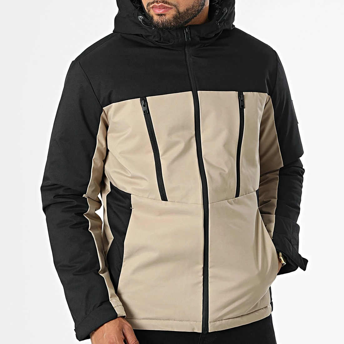Le moins cher 🔥 Veste Zippée Capuche Abel Beige Noir de Jack And Jones 🎁 3 Le moins cher 🔥 Veste Zippée Capuche Abel Beige Noir de Jack And Jones 🎁 – Image 3