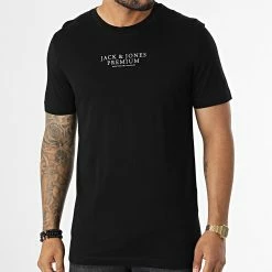 Bon marché 😍 Tee 👕 Shirt Archie Noir de Jack And Jones 🔥