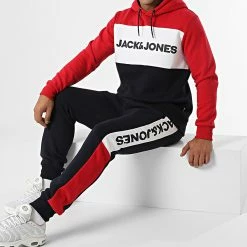 Acheter 👏 Ensemble De Survetement Logo Blocking Bleu Marine Blanc Rouge de Jack And Jones 🧨