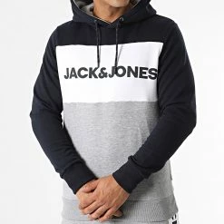 Coupon 😍 Ensemble De Survetement Logo Blocking Gris Chiné Blanc Bleu Marine de Jack And Jones ❤️ -Jack And Jones Soldes jack and jones 334923 12220850 NAVY BLAZER 20220906T142007 03