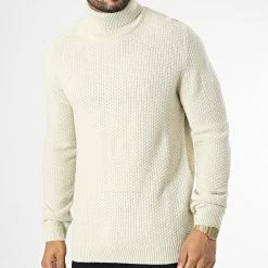 Meilleure vente 👏 Pull Col Roulé Damian Beige de Jack And Jones ❤️