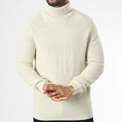 Meilleure vente 👏 Pull Col Roulé Damian Beige de Jack And Jones ❤️ -Jack And Jones Soldes jack and jones 334971 12215785 MOONBEAM 20220902T161902 03