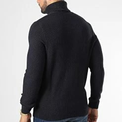 Nouveau 🧨 Pull Col Roulé Damian Bleu Marine de Jack And Jones 🎉 -Jack And Jones Soldes jack and jones 334972 12215785 NAVY BLAZER 20220902T161558 04