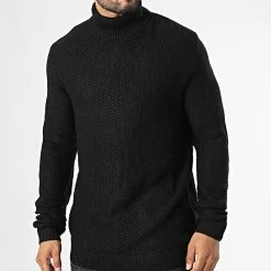 Le moins cher 🛒 Pull Col Roulé Damian Noir de Jack And Jones 🧨