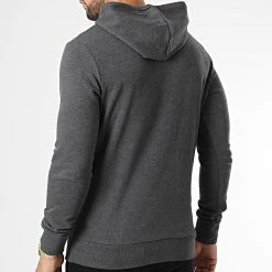 Le moins cher ❤️ Sweat Capuche Shark Gris Anthracite Chiné de Jack And Jones 👍 -Jack And Jones Soldes jack and jones 335004 12205081 DARK GREY MEL WHITE 20220902T161941 04