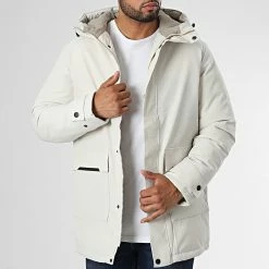 Sortie 🎉 Parka Capuche Tiko Beige de Jack And Jones 😀 -Jack And Jones Soldes jack and jones 335145 12211896 MOONBEAM 20220902T161440 03