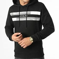 Offres 🔥 Sweat Capuche New Adam Noir de Jack And Jones ⌛ -Jack And Jones Soldes jack and jones 335486 12211519 BLACK 20220906T150818 03