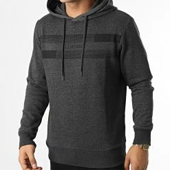 Vente flash 😀 Sweat Capuche New Adam Gris Anthracite Chiné de Jack And Jones ✔️