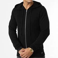 Nouveau 😉 Sweat Zippé Capuche Hill Knit Cardigan 12190154 Noir de Jack And Jones ⭐ -Jack And Jones Soldes jack and jones 335616 12190154 BLACK 20220906T155359 03