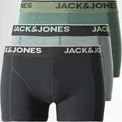 Meilleure vente 🌟 Lot De 3 Boxers Sean Noir Vert Kaki de Jack And Jones 👍