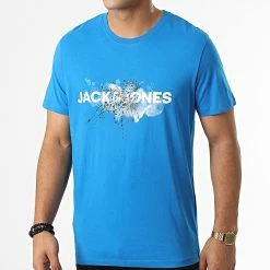 Promo 🤩 Tee 👚 Shirt Tear 12211714 Bleu de Jack And Jones ⭐