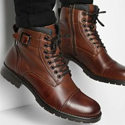Meilleure vente 😀 Boots Albany Leather 12140938 Brown Stone de Jack And Jones 😉