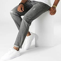 Nouveau 😍 Jean Slim Glenn Fox 12219142 Gris de Jack And Jones 🥰 -Jack And Jones Soldes jack and jones 335666 12219142 BLACK DENIM 20220906T141006 03