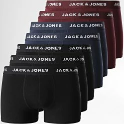 Offres 🔔 Lot De 7 Boxers Simply Noir Bordeaux Bleu Marine de Jack And Jones ✨