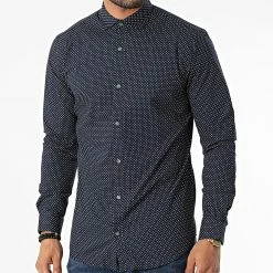 Promo 😀 Chemise Manches Longues Blackpool Bleu Marine de Jack And Jones 😉 -Jack And Jones Soldes jack and jones 336137 12215450 NAVY BLAZER 20220909T145841 03