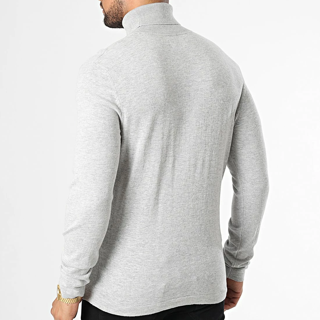 Remise 👏 Pull Col Roulé Rogan Knit 12196902 Gris Chiné de Jack And Jones ✔️ 4 Remise 👏 Pull Col Roulé Rogan Knit 12196902 Gris Chiné de Jack And Jones ✔️ – Image 4