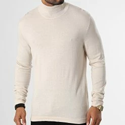 Le moins cher 👏 Pull Col Roulé Rogan Knit 12196902 Beige Clair de Jack And Jones 🎉