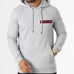 Remise 👏 Sweat Capuche Xander Gris Chiné de Jack And Jones 😍 -Jack And Jones Soldes jack and jones 336938 12218266 LIGHT GREY MEL 20220916T150717 03