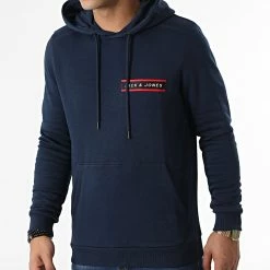 Vente flash 🥰 Sweat Capuche Xander 12218266 Bleu Marine de Jack And Jones ❤️