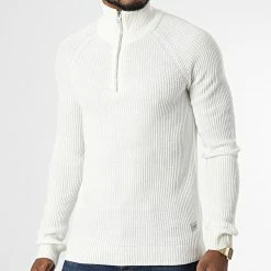 Nouveau 🛒 Pull Col Zippé Pannel Beige Clair de Jack And Jones 👍