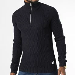 Vente flash 🔔 Pull Col Zippé Pannel Bleu Marine de Jack And Jones ⌛