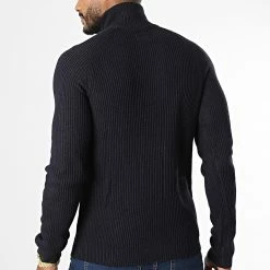 Vente flash 🔔 Pull Col Zippé Pannel Bleu Marine de Jack And Jones ⌛ -Jack And Jones Soldes jack and jones 337030 12212054 NAVY BLAZER SOLID 20220916T155500 04